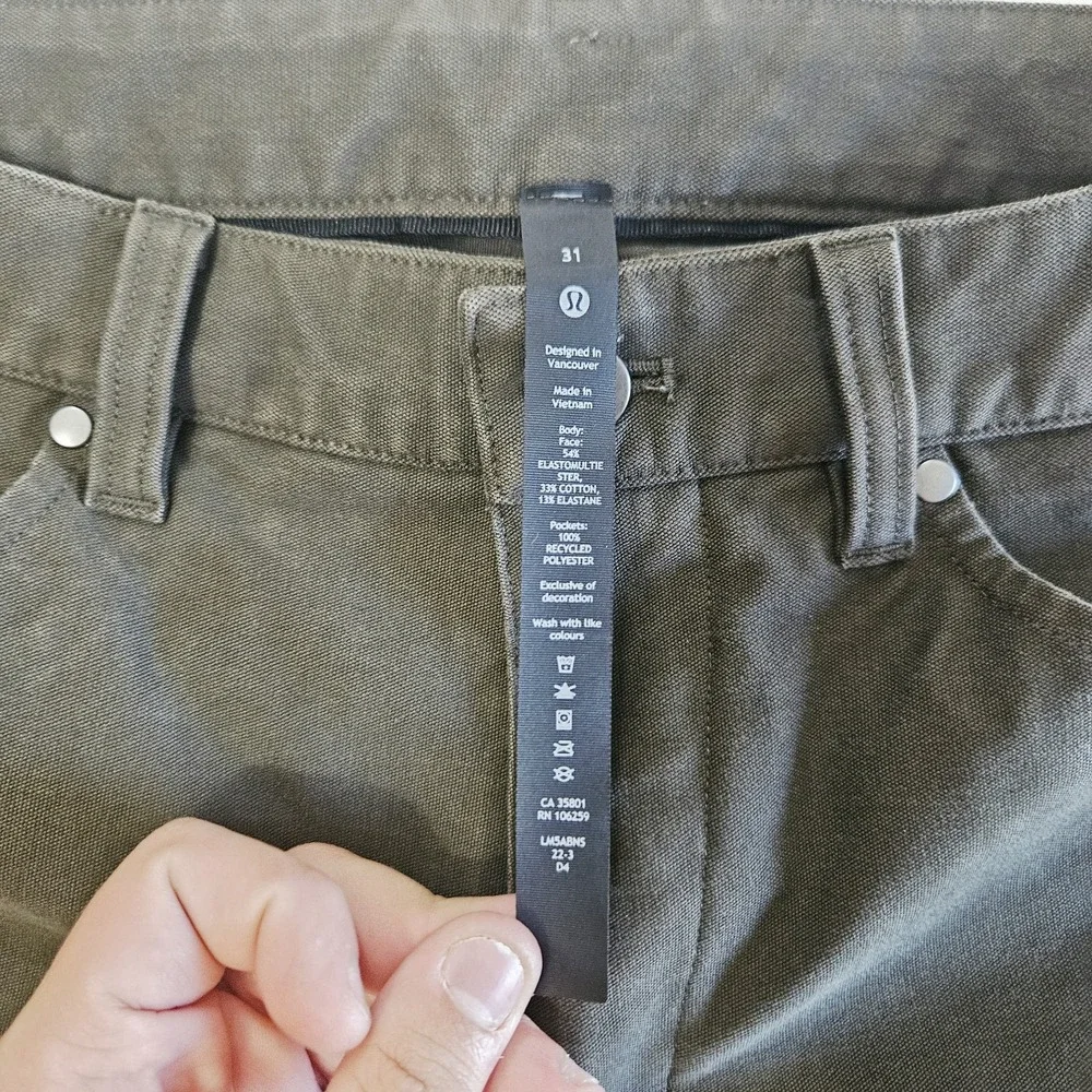 Lululemon ABC Pant Slim Utilitech Rover Green Men's Size 31
